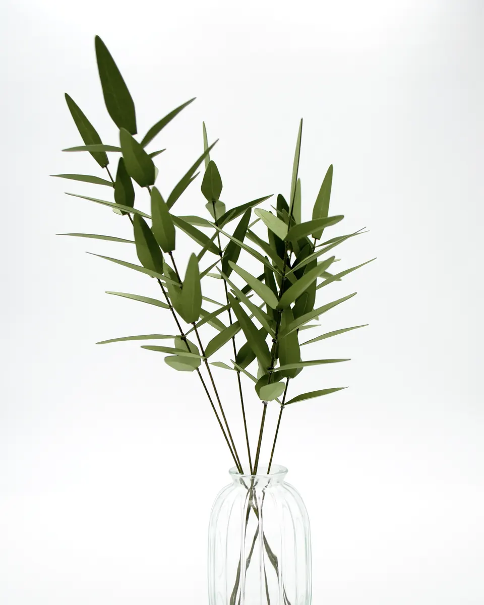 Branches d'olivier en papier vert olive dans un vase en verre